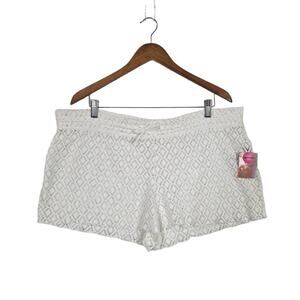 Joe Boxer White Crochet Shorts Sz XXL See Through Drawstring Waist Beachwear